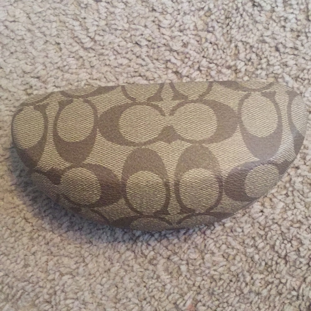 Coach Tan and Brown Patterned Sunglasses Case